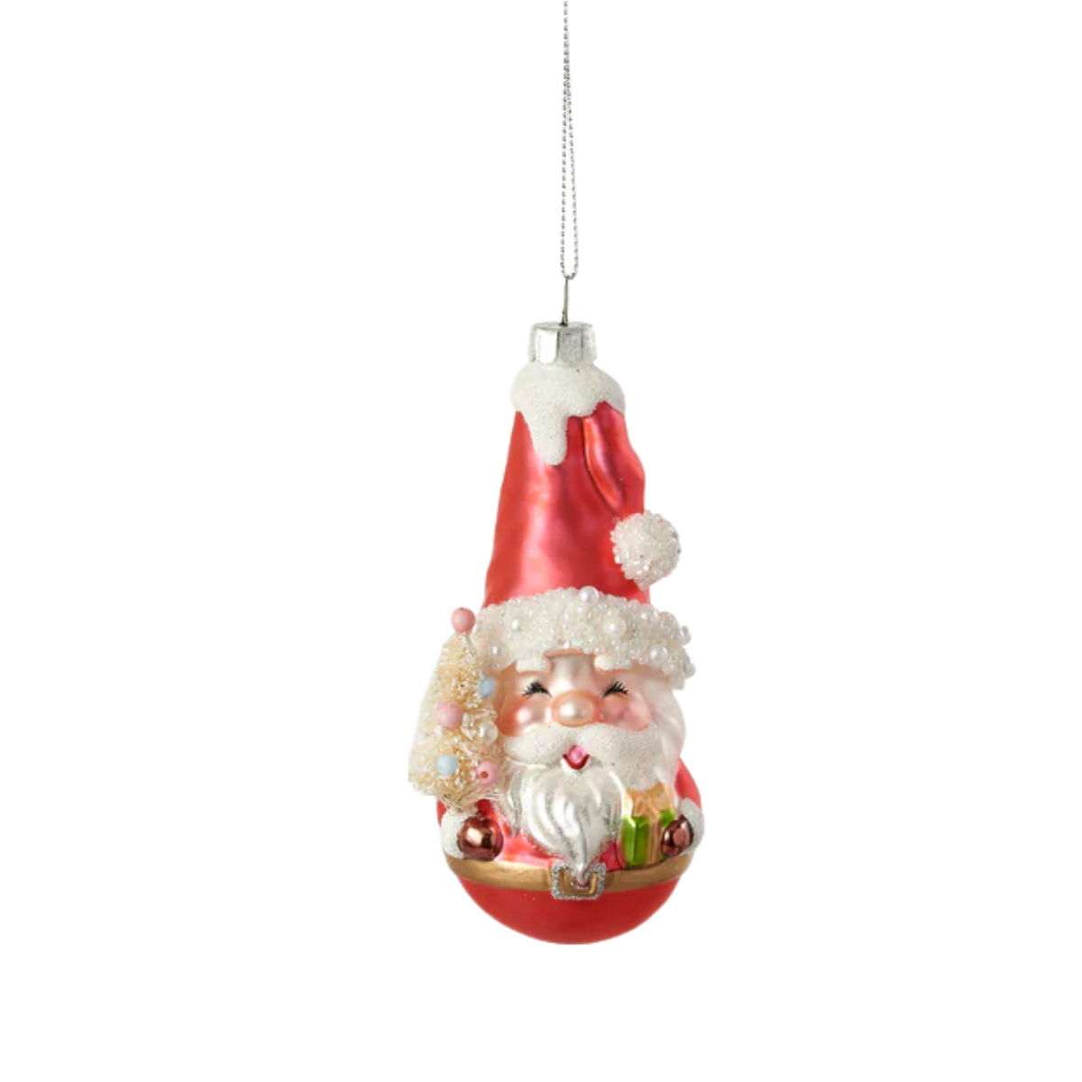 Petite Santa Ornament, Red
