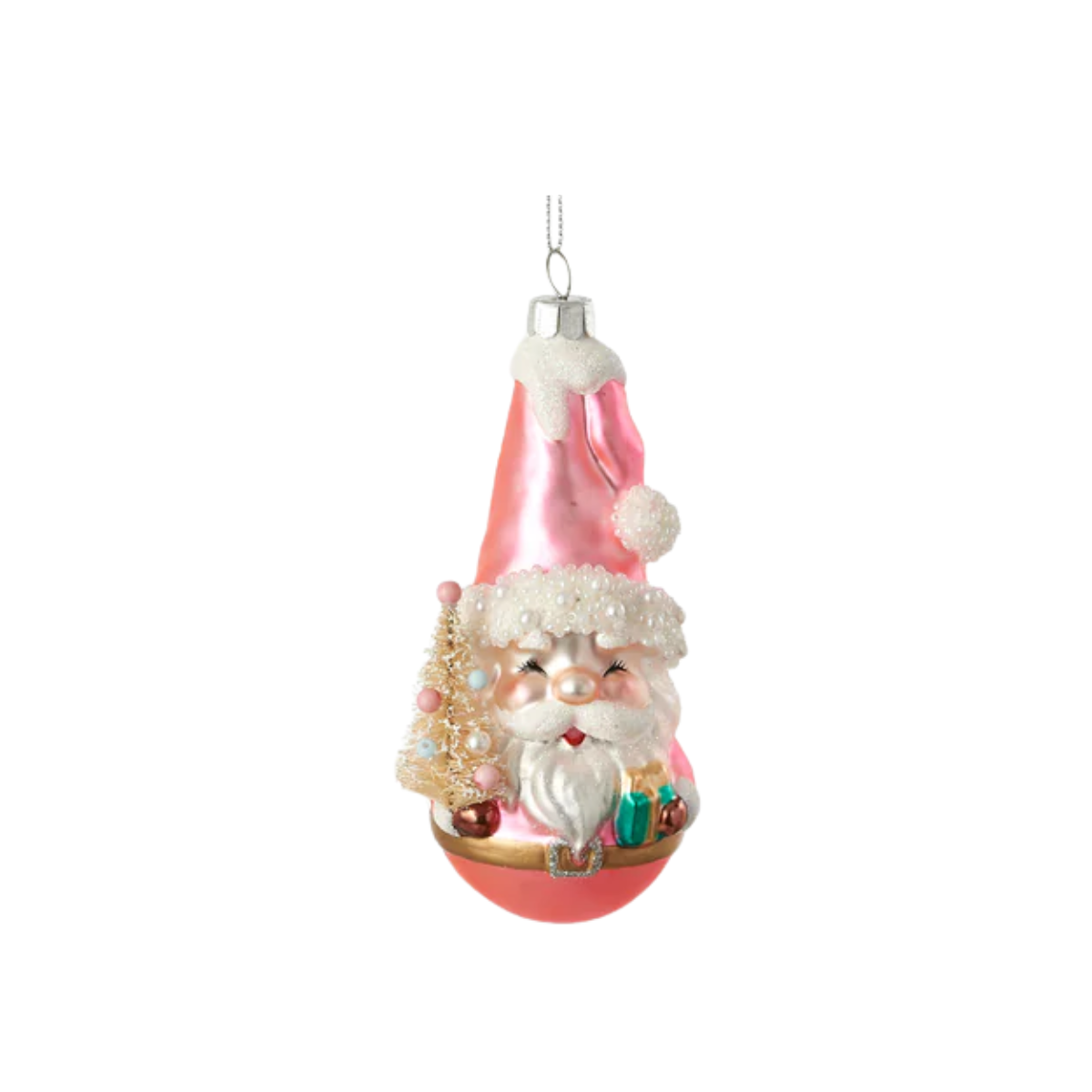 Petite Santa Ornament, Pink