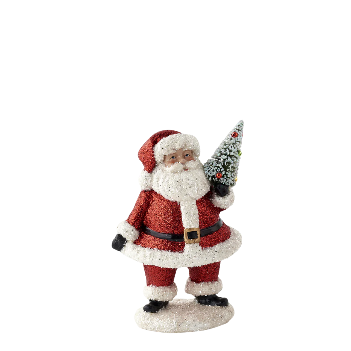 Jolly Glittered Santa with Tree