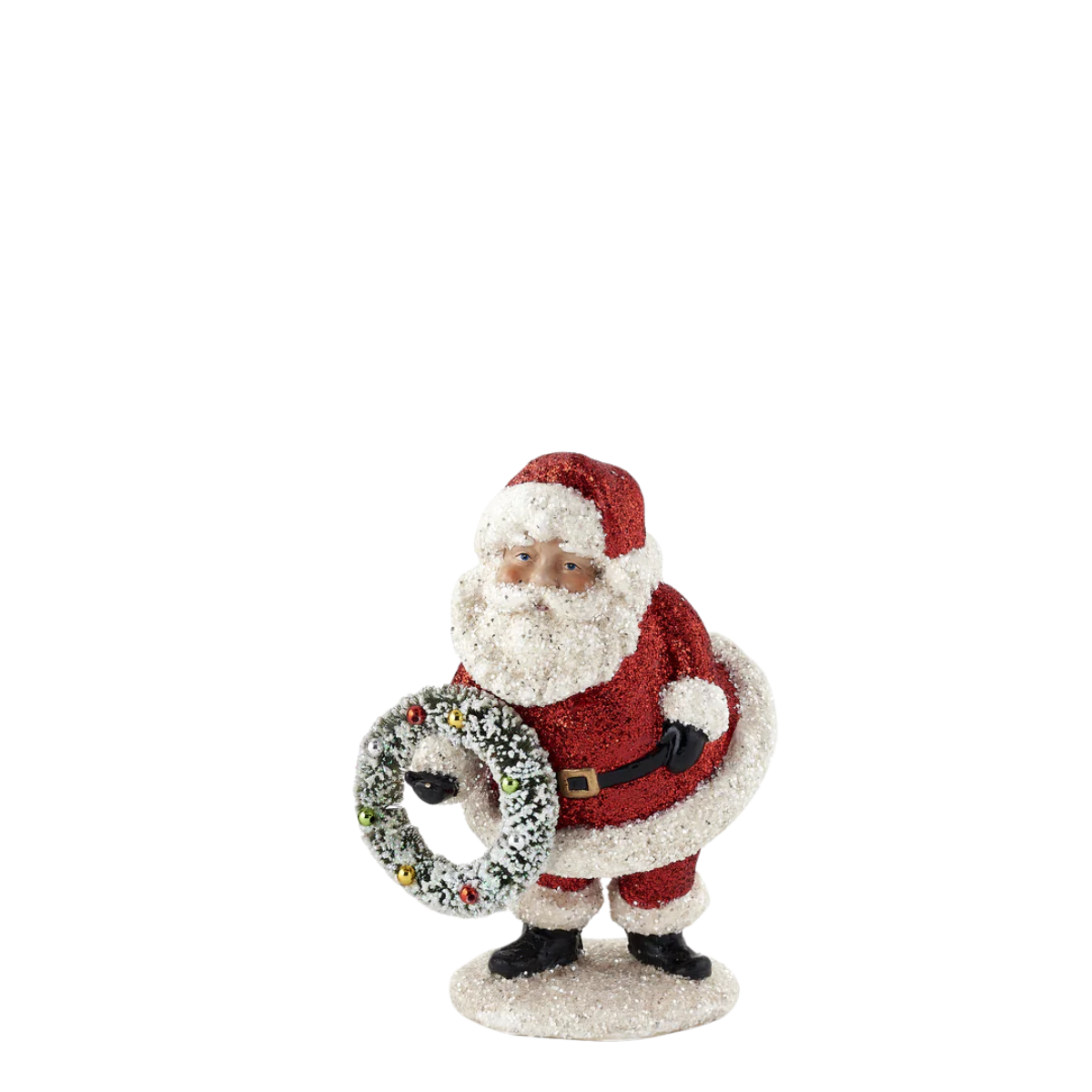Jolly Glittered Santa with Wreath