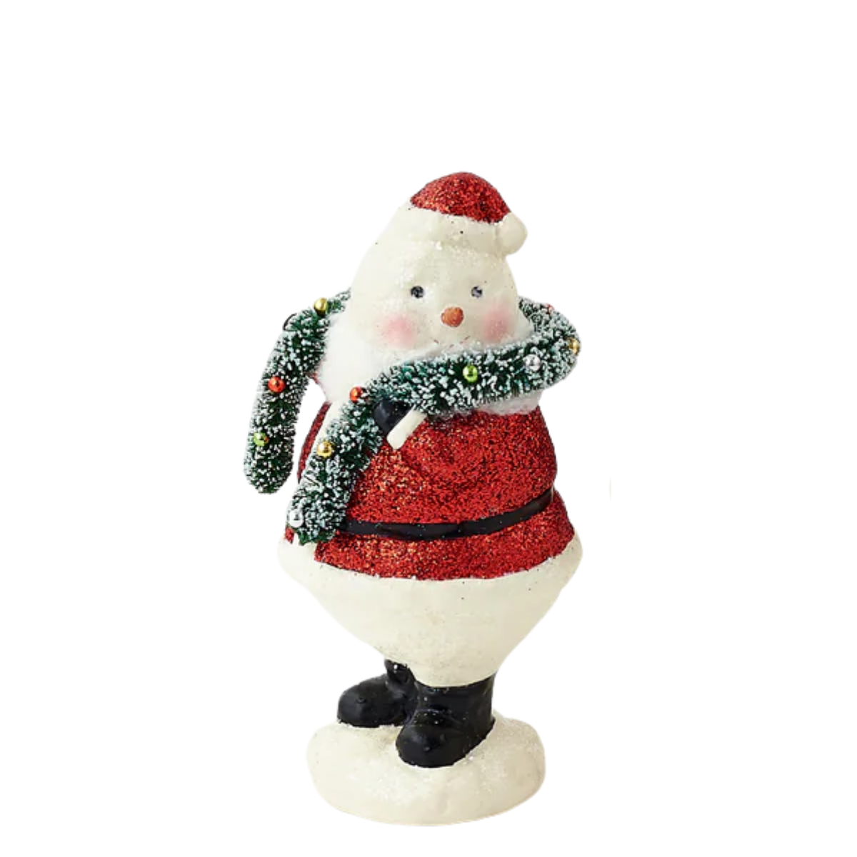 Glitter Large Roly Poly Snowman Santa, Garland