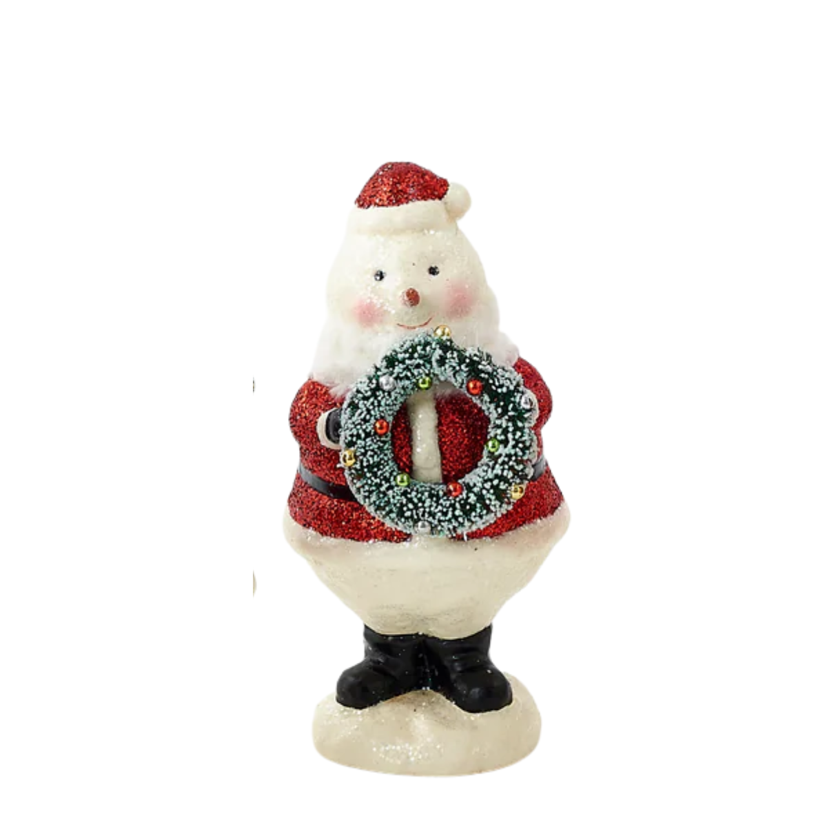 Glitter Large Roly Poly Snowman Santa, Wreath