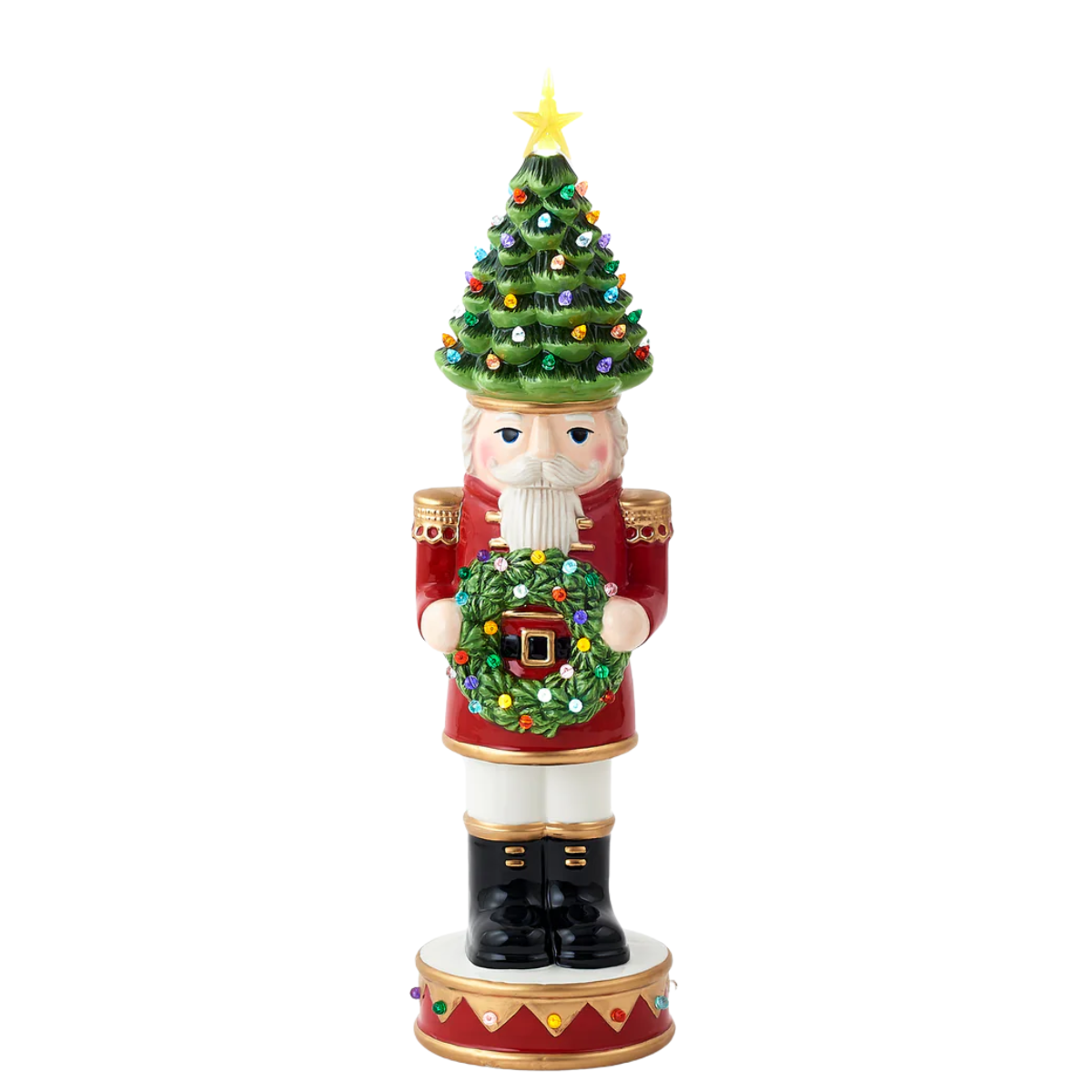 Jolly Lit Nutcracker with Tree