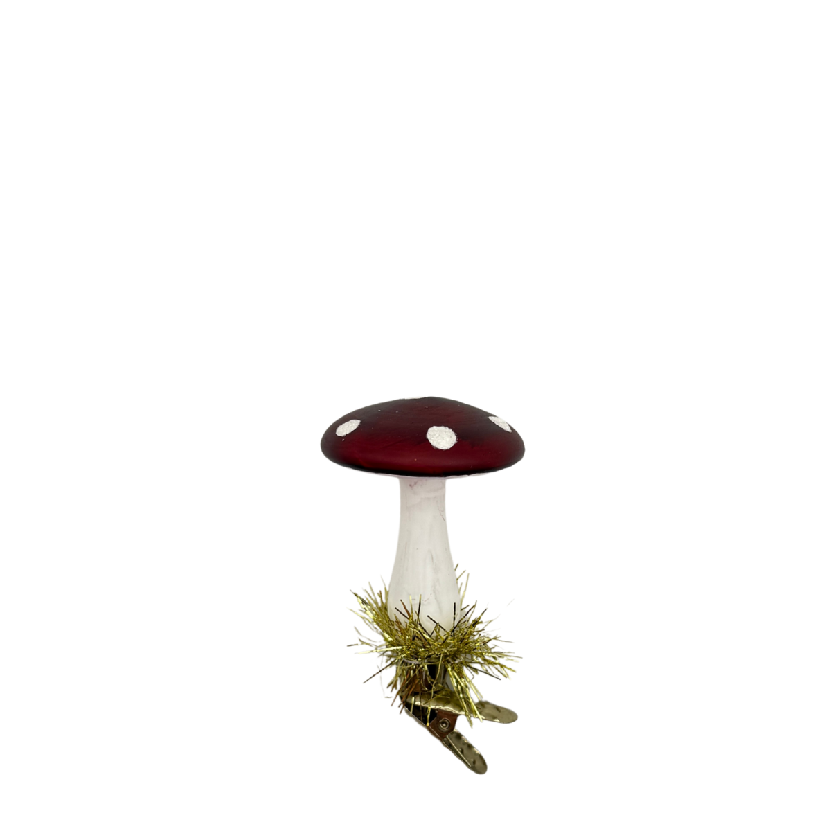 Clip on Glass Mushroom Ornament, Merlot