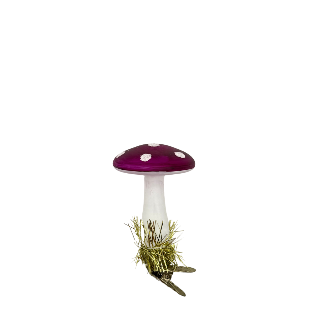 Clip on Glass Mushroom Ornament, Orchid
