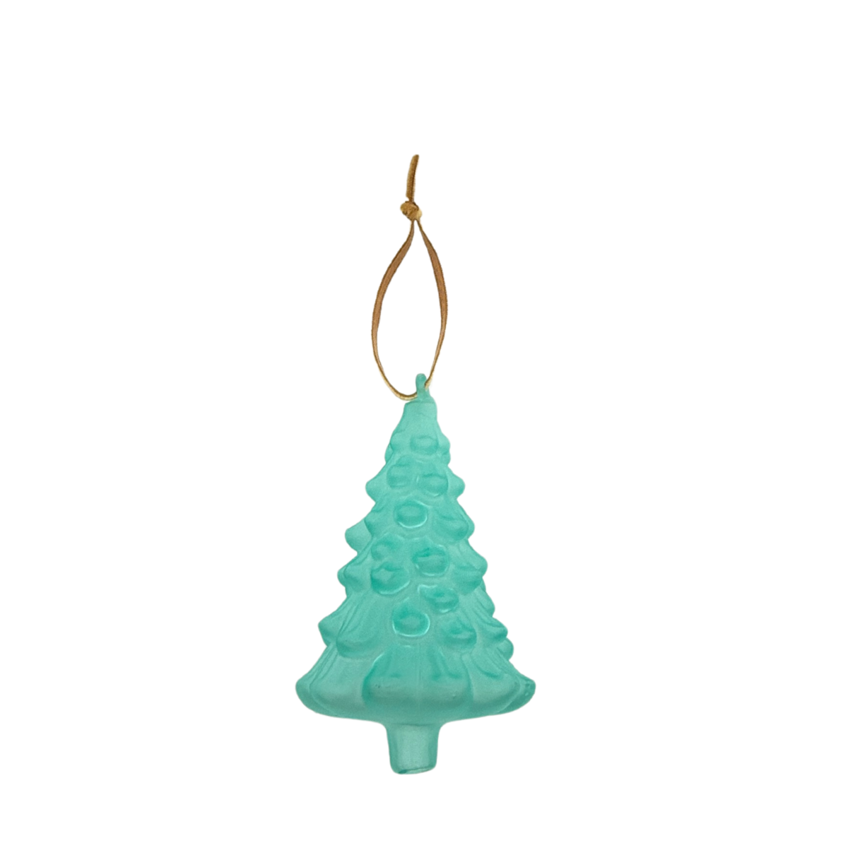 Frosted Glass Tree Ornament, Aqua