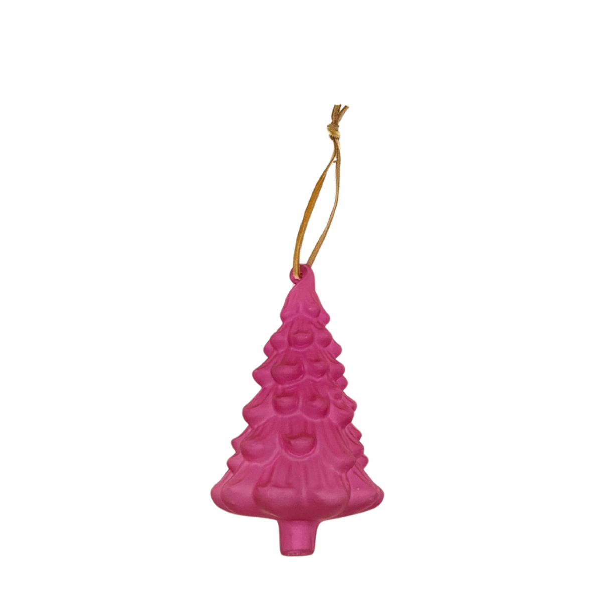 Frosted Glass Tree Ornament, Fuchsia