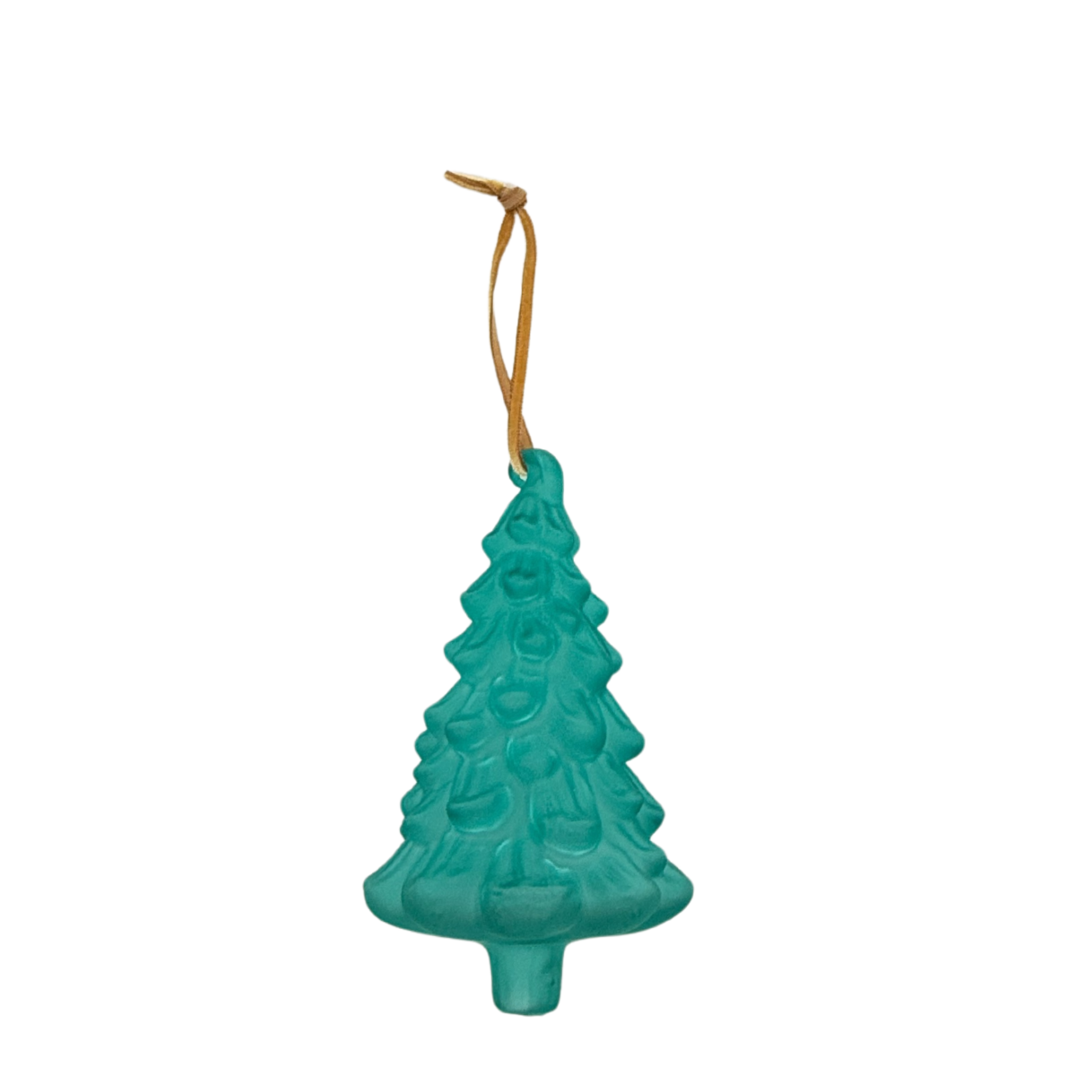 Frosted Glass Tree Ornament, Turquoise