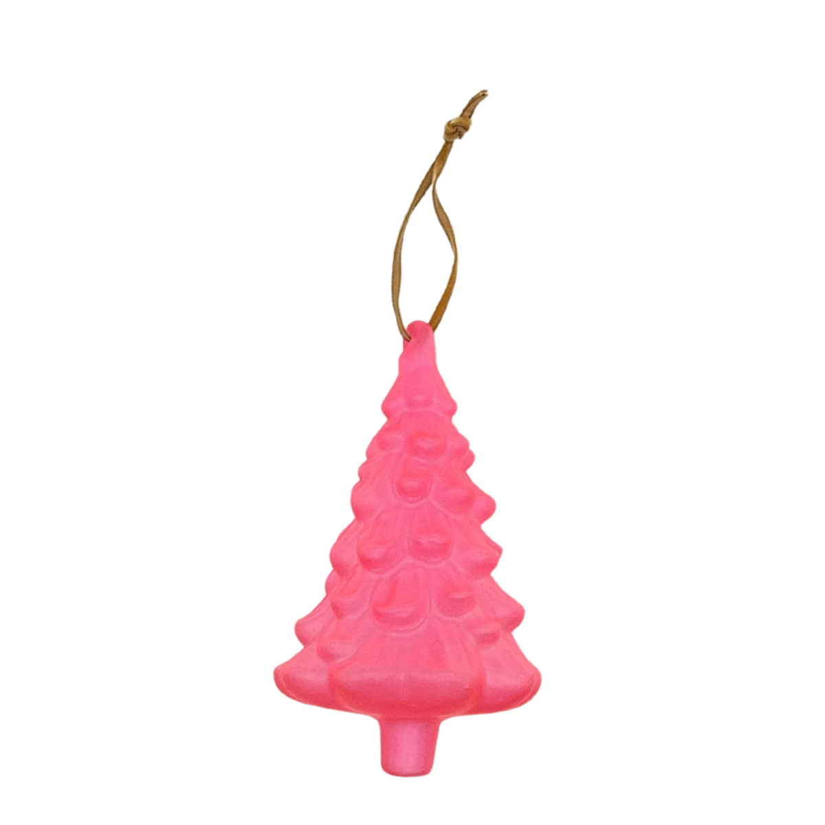 Frosted Glass Tree Ornament, Bright Pink