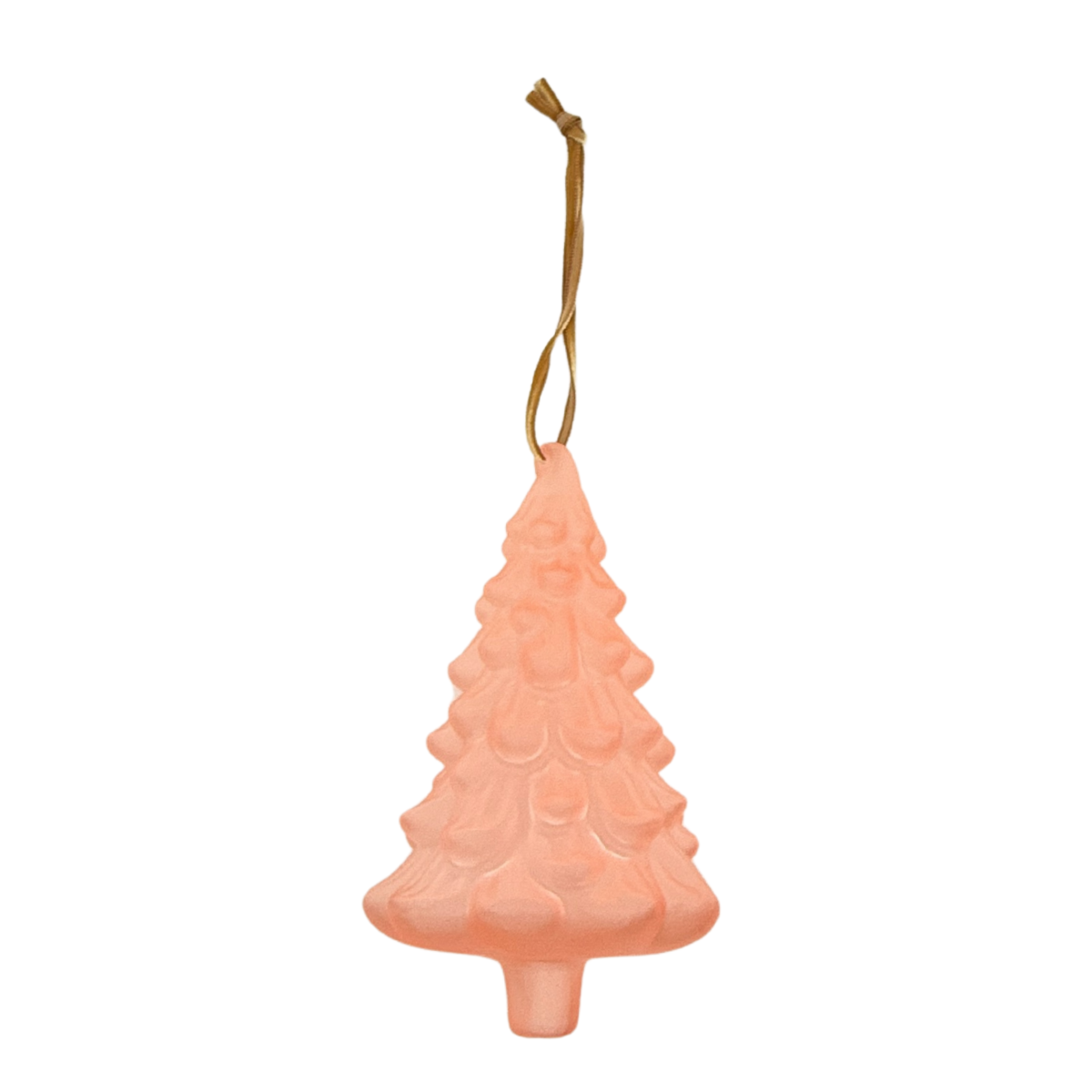 Frosted Glass Tree Ornament, Light Coral