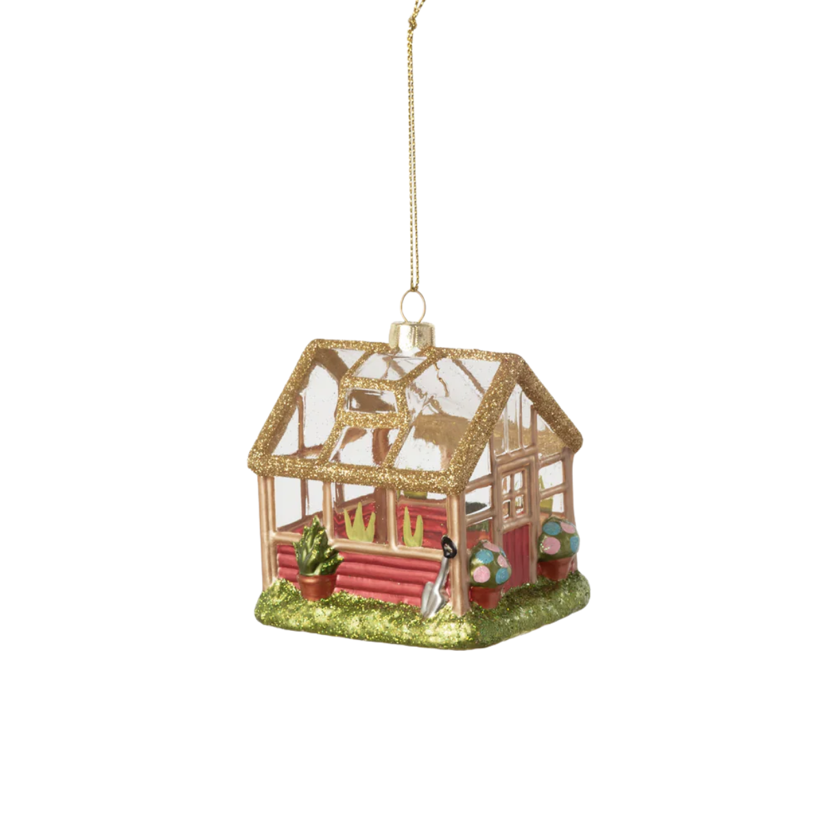 Glittered Greenhouse Ornament, Gold