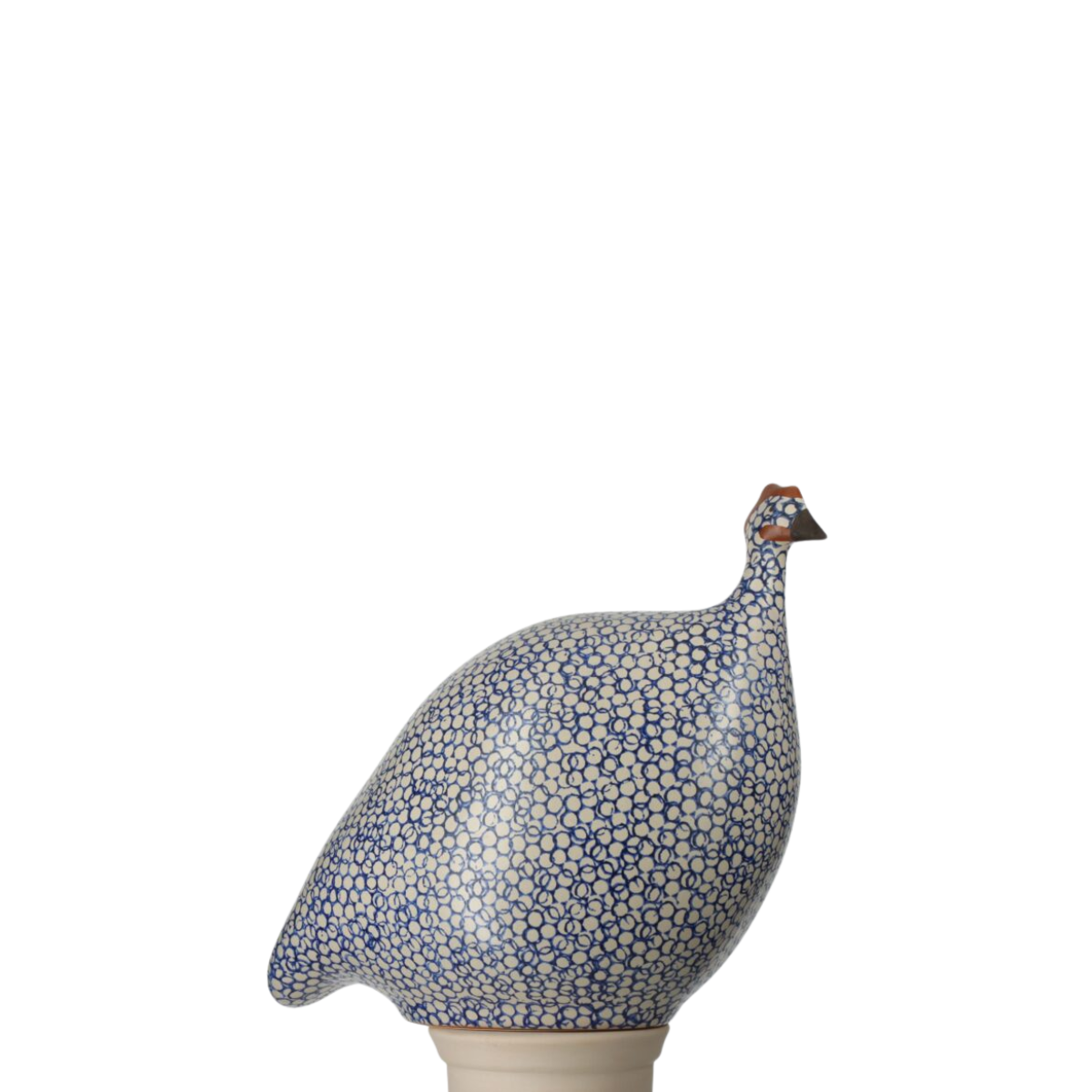 Speckled Matte White & Cobalt Guinea Hen, Small