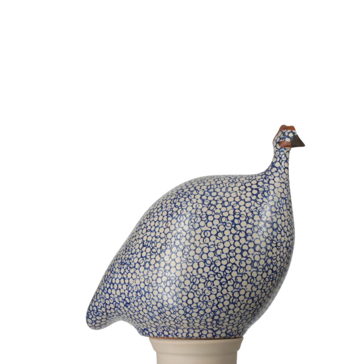 Speckled Matte White & Cobalt Guinea Hen, Medium