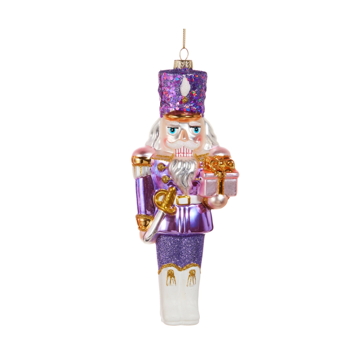 Razzle Nutcracker Ornament, Purple