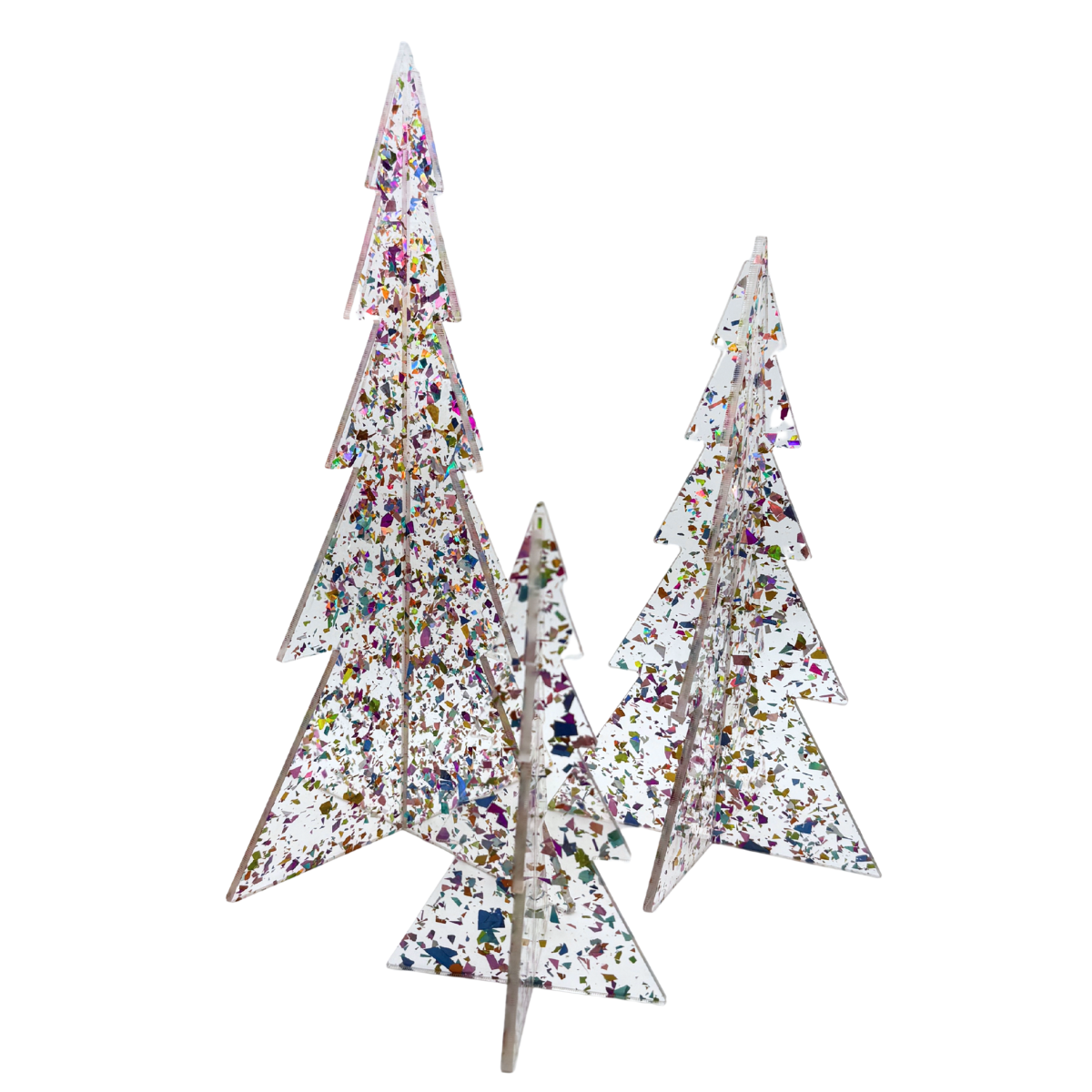 Confetti Cheer Acrylic Trees, Set of 3