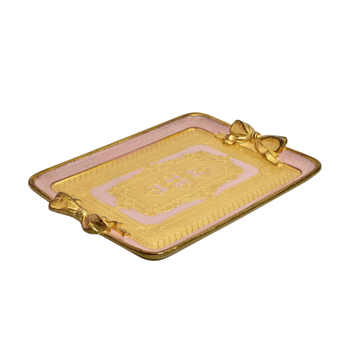 Gilded Florentine Bow Tray, Pink