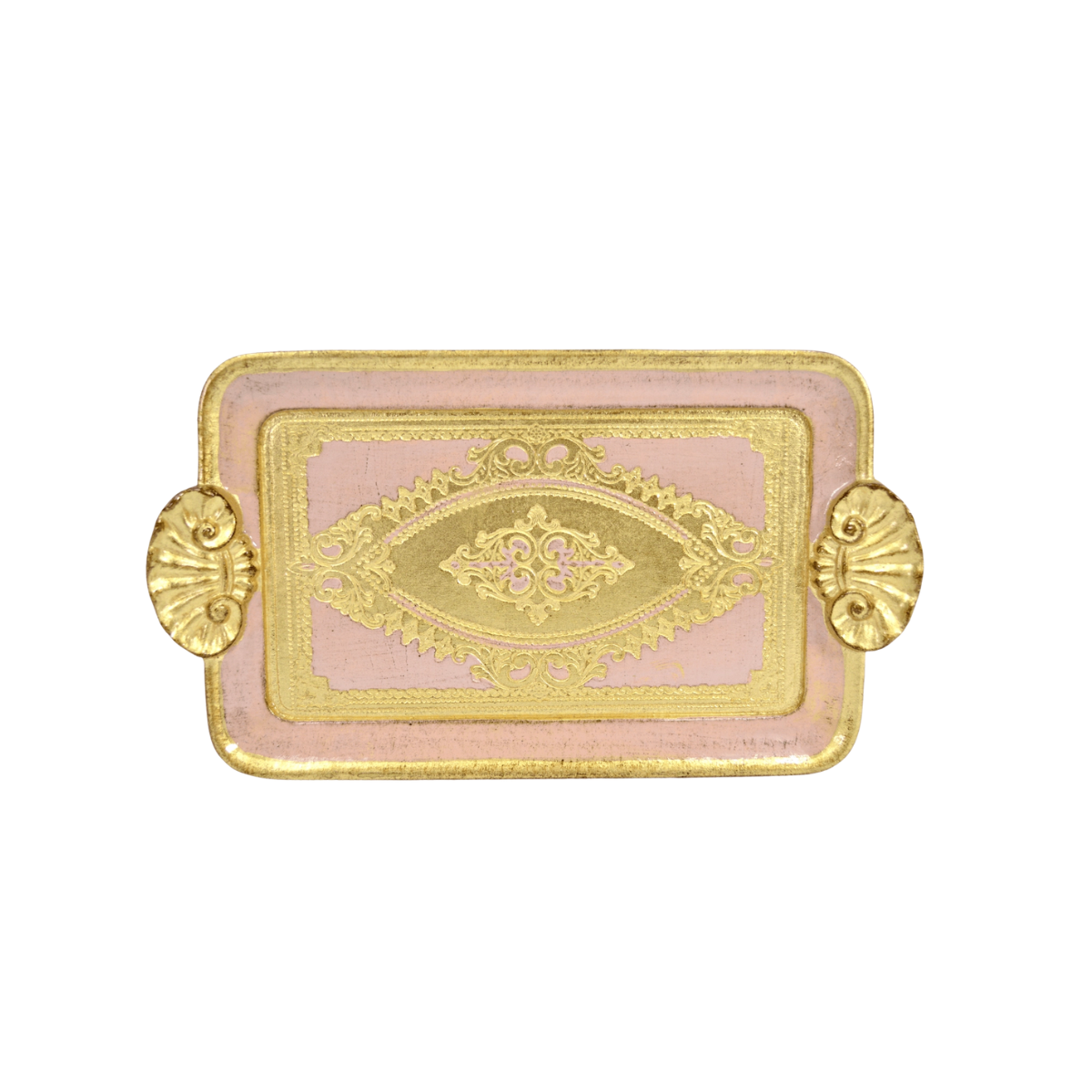 Gilded Florentine Shells Tray, Pink
