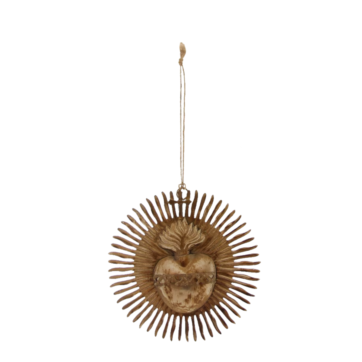 Starburst Metal Heart, Aged Silver