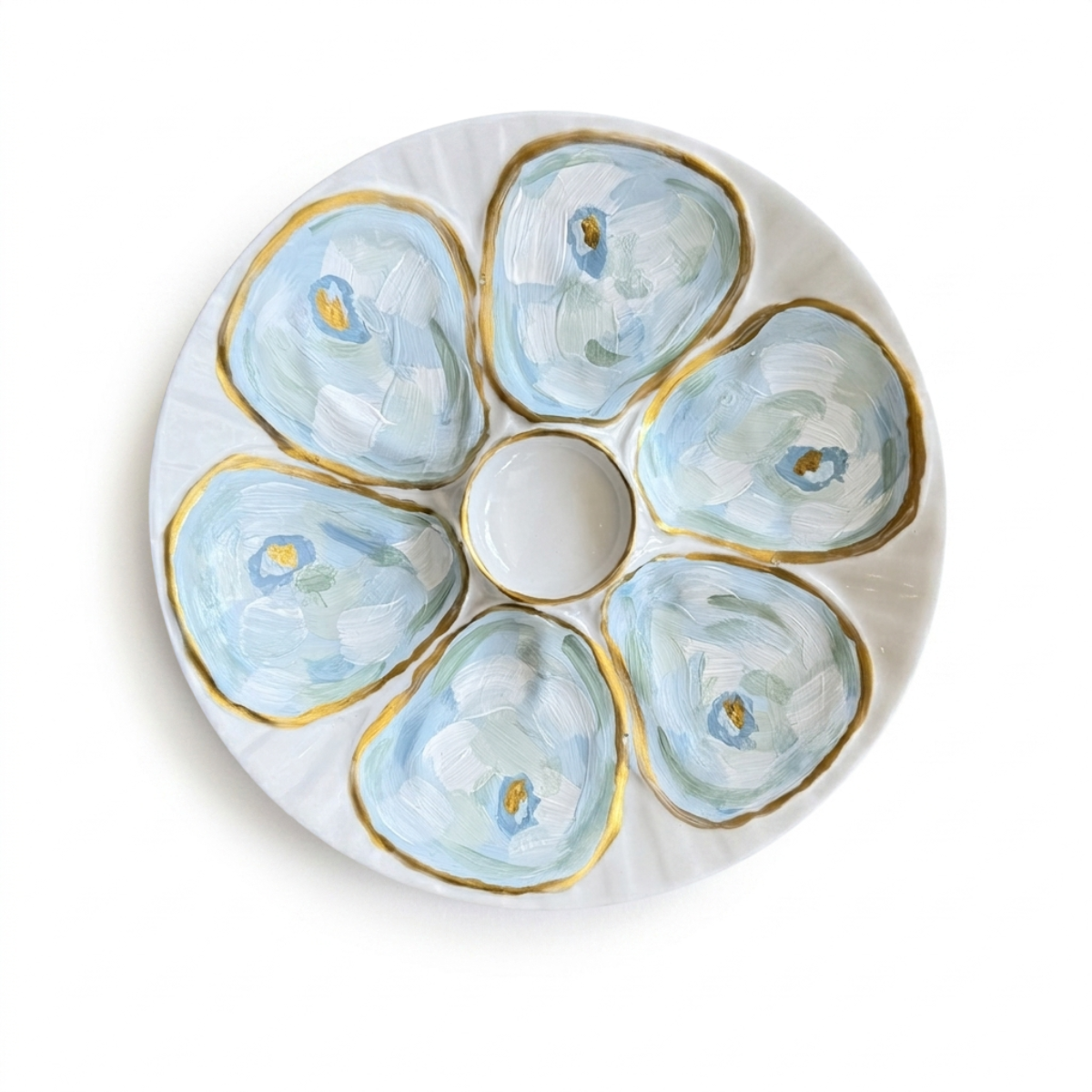 Sarah's Hand Painted Oyster Plate, Water