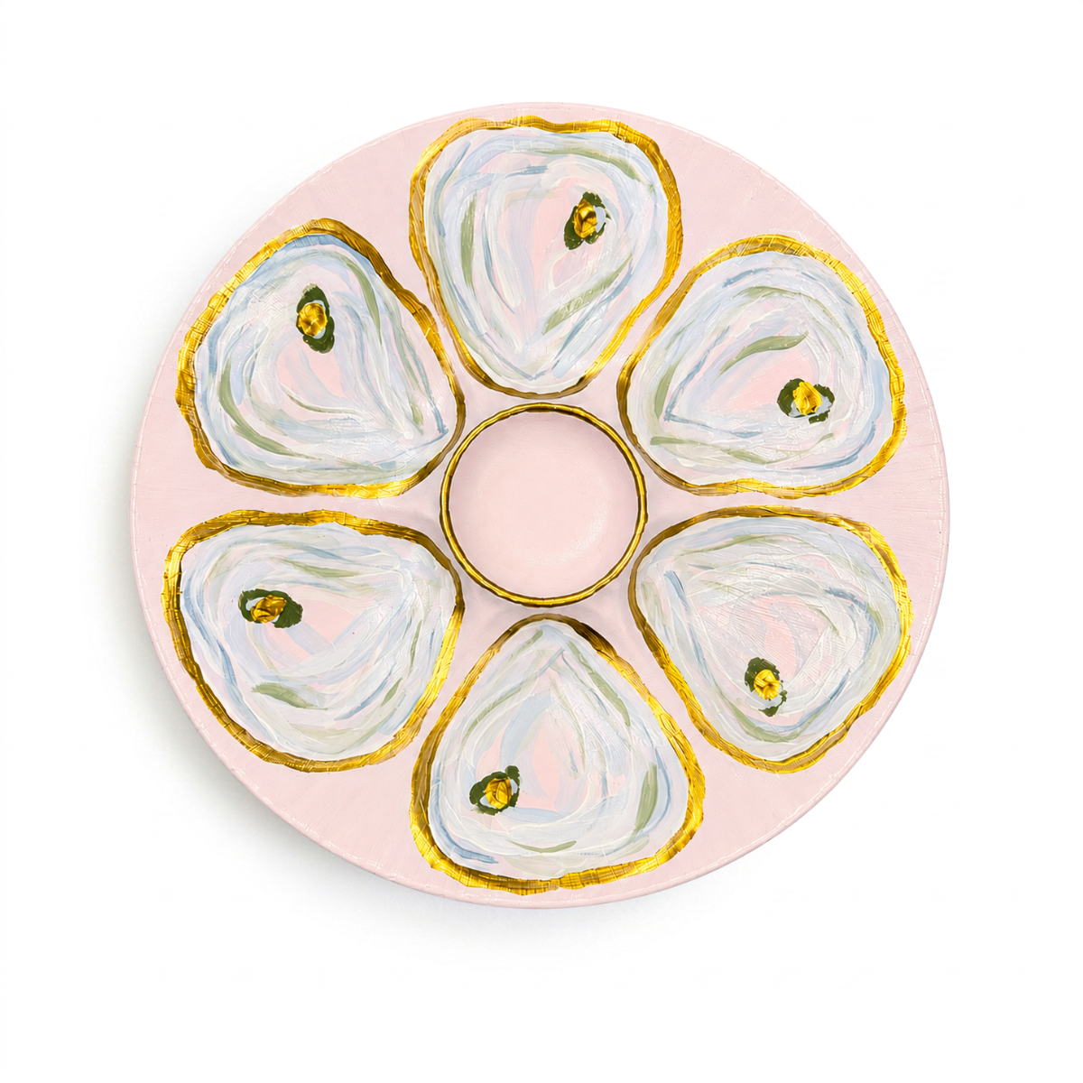 Sarah's Hand Painted Oyster Plate, Blushing
