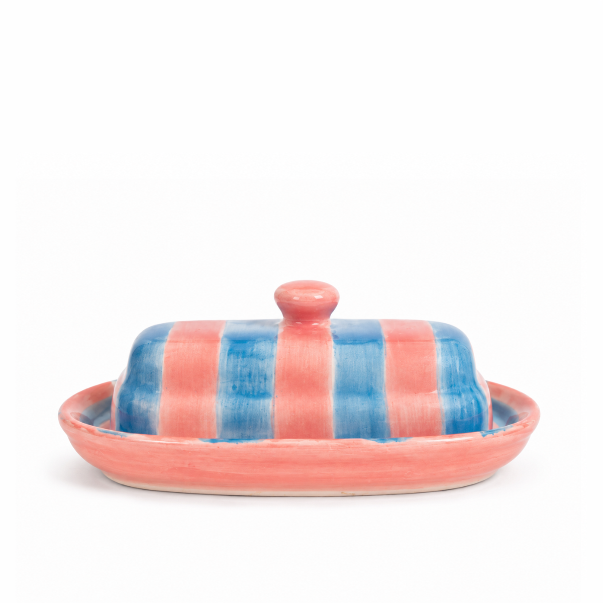 Raya Butter Dish, Pink & Blue