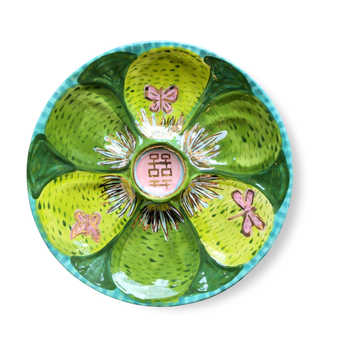 Hand-Painted Oyster Plate, Peppy Multi