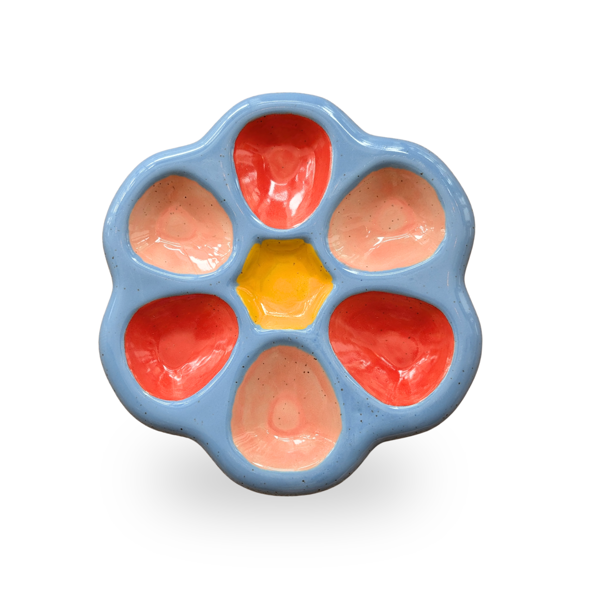 Cloud Oyster Plate, Blues & Coral Multi