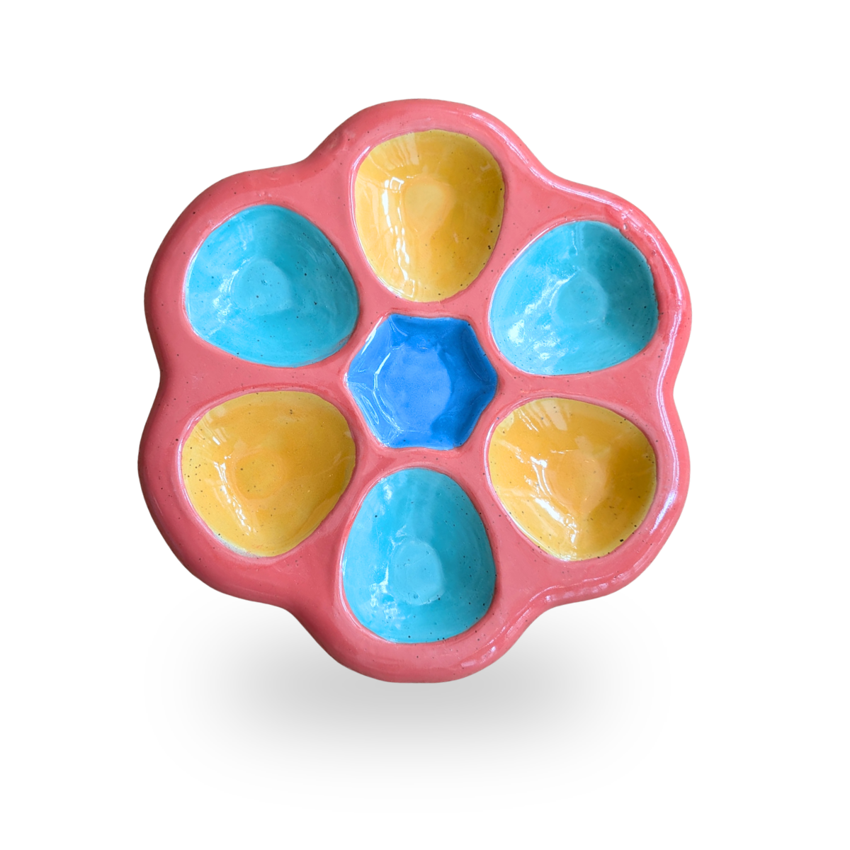 Cloud Oyster Plate, Coral Blue Multi