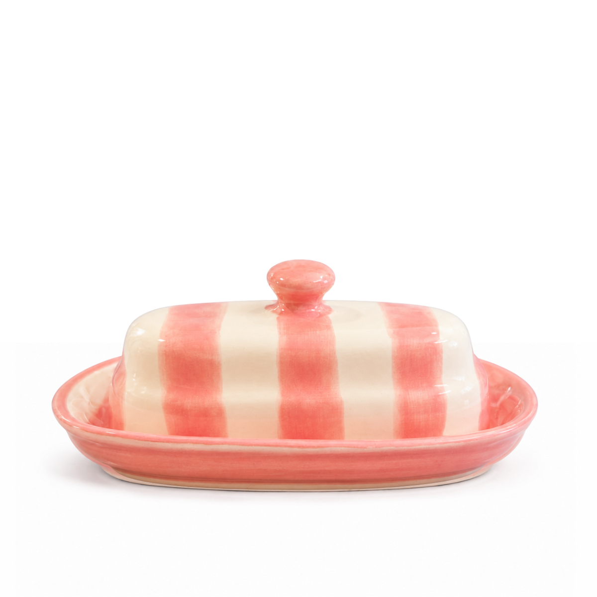 Raya Butter Dish, Pink & Cream