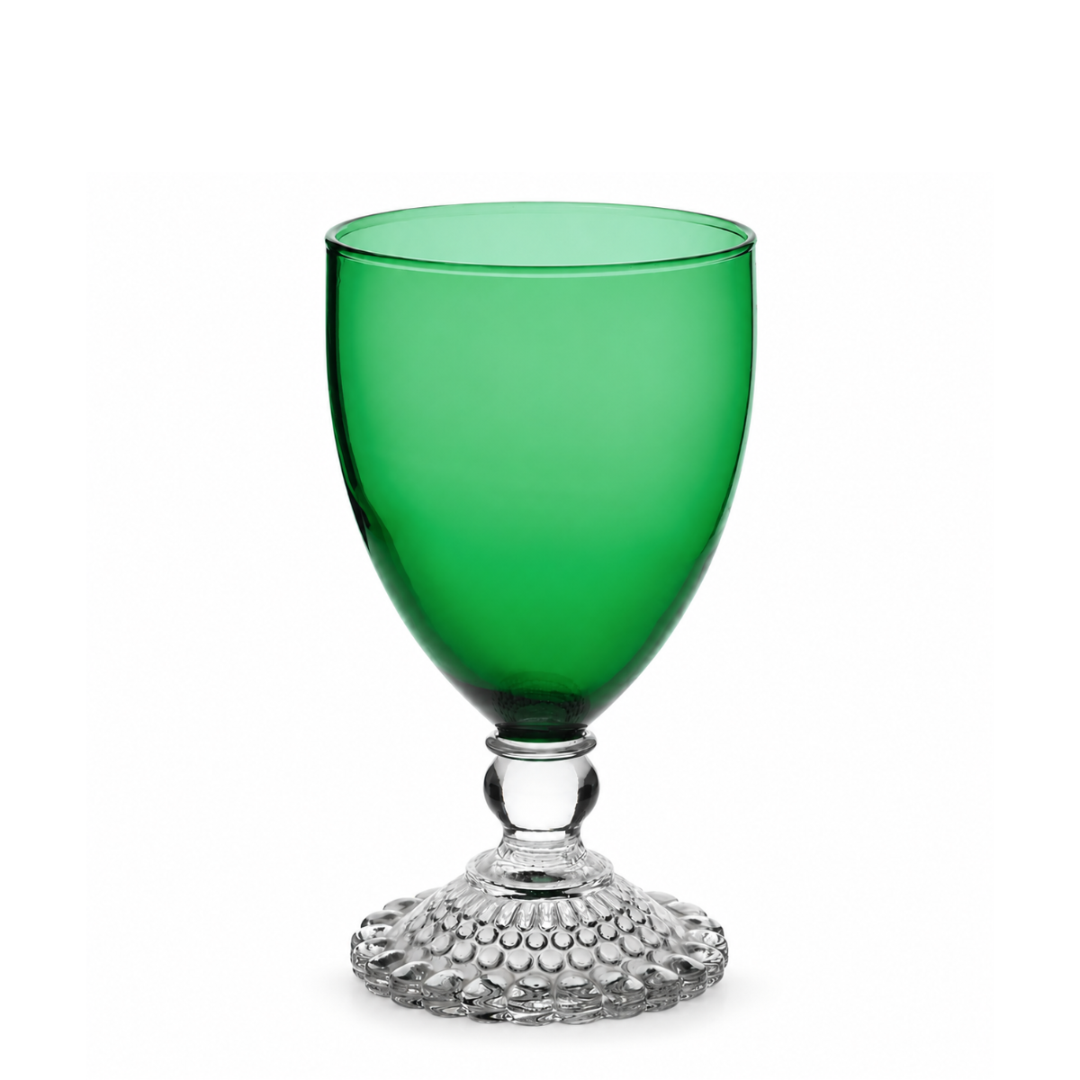 Vintage Green Bubble Foot Water Glass