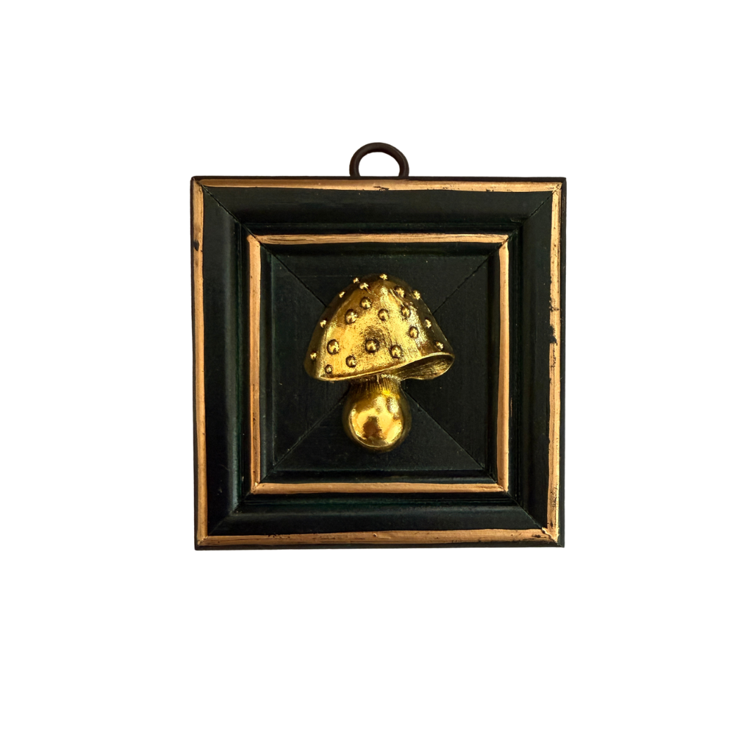 Museum Bee, Painted Frame with Mushroom