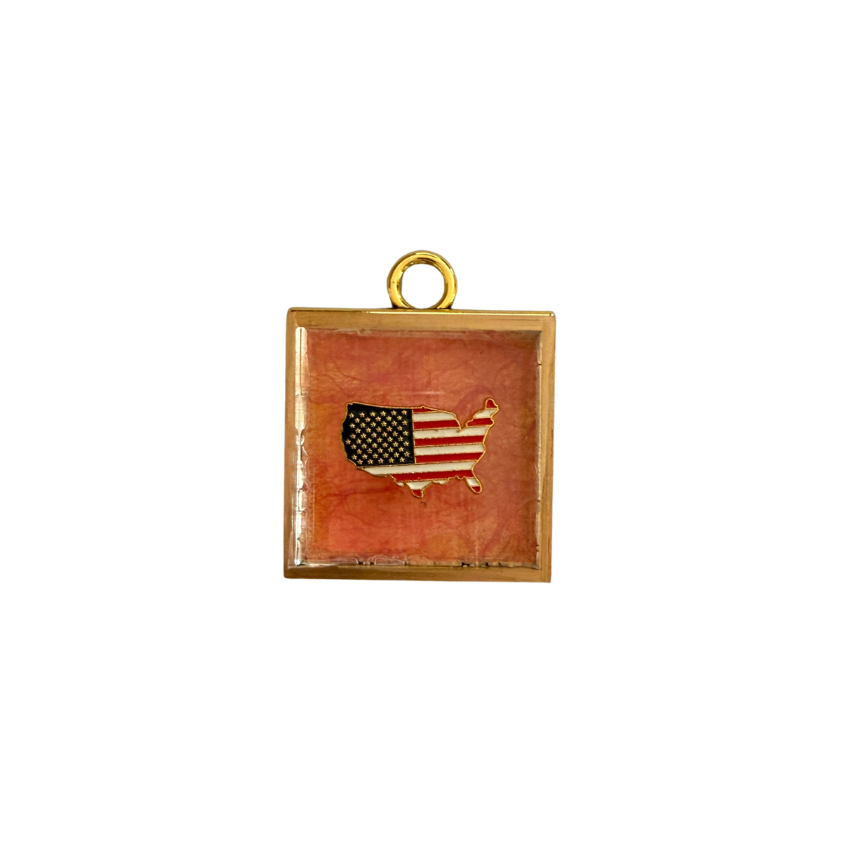 Museum Bee, Acrylic Frame with USA Pin on Marbled Paper