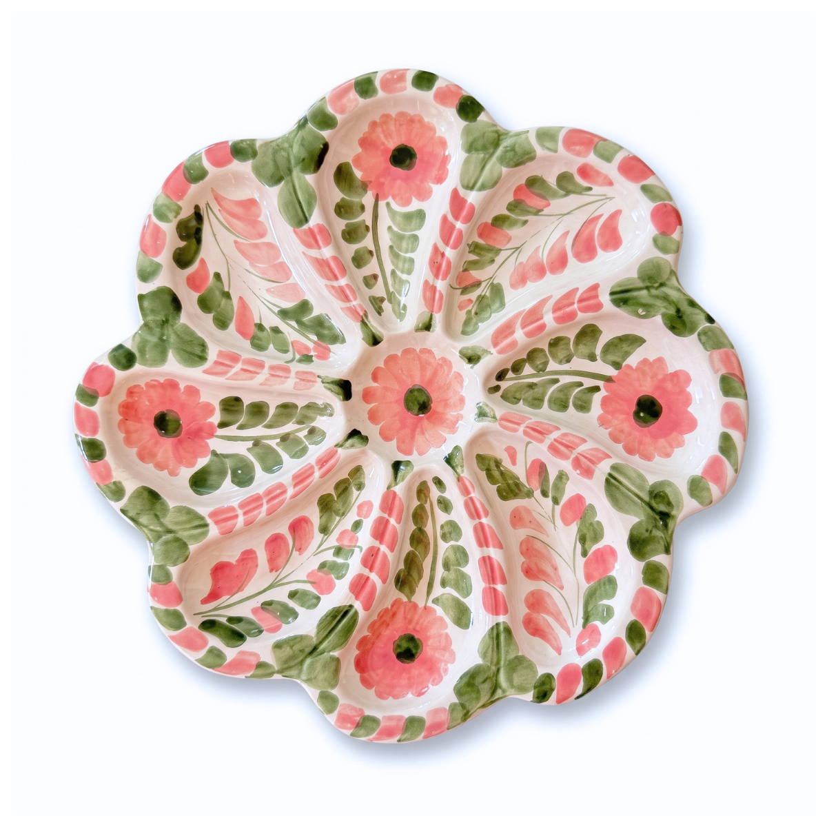 Primavera Oyster Plate, Green & Pink