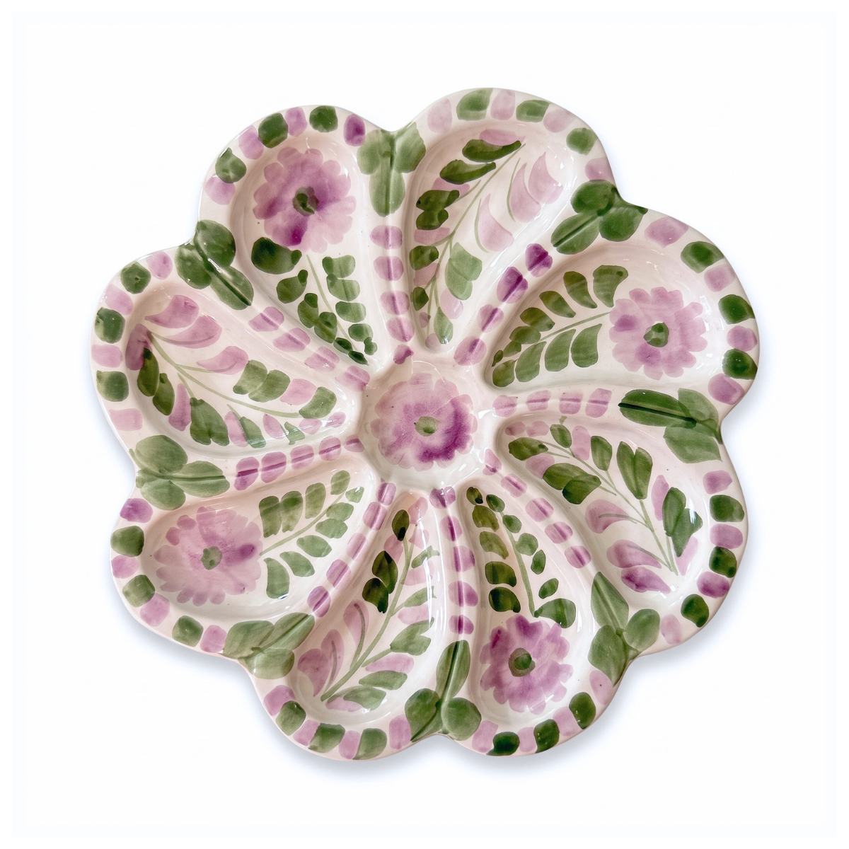 Primavera Oyster Plate, Green & Lavender