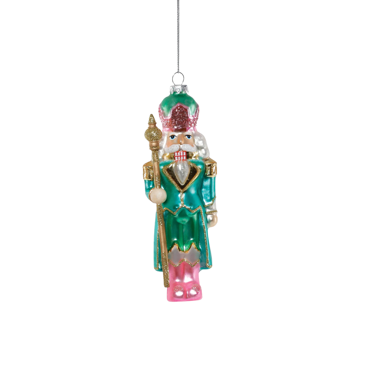 Stell Nutcracker Ornament, Pink/Green Hat