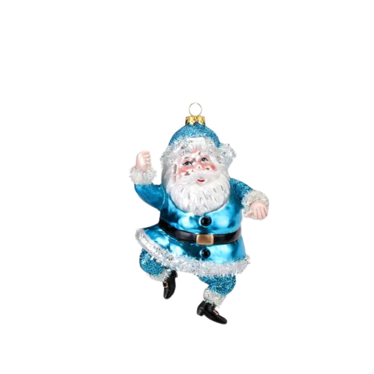HoHoHo Bright Santa Ornament, Turquoise