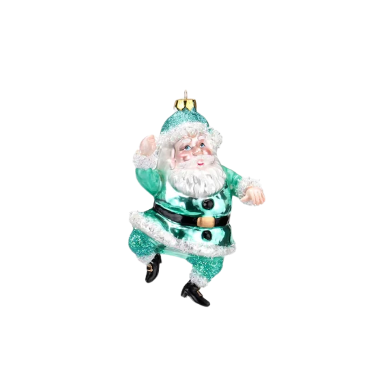 HoHoHo Bright Santa Ornament, Aqua
