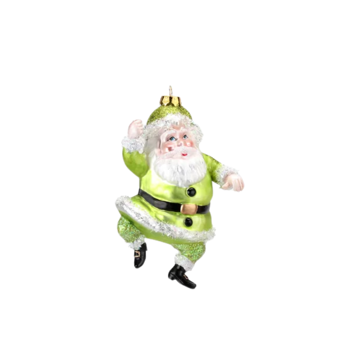 HoHoHo Bright Santa Ornament, Lime Green