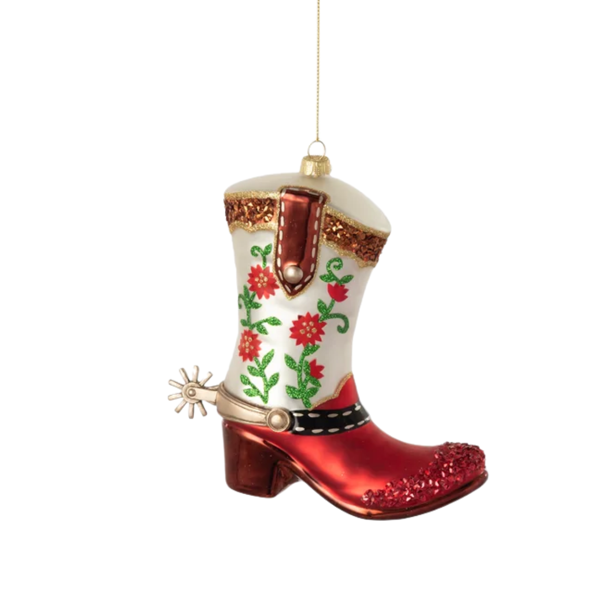 Big Boot Ornament, Red Flowers