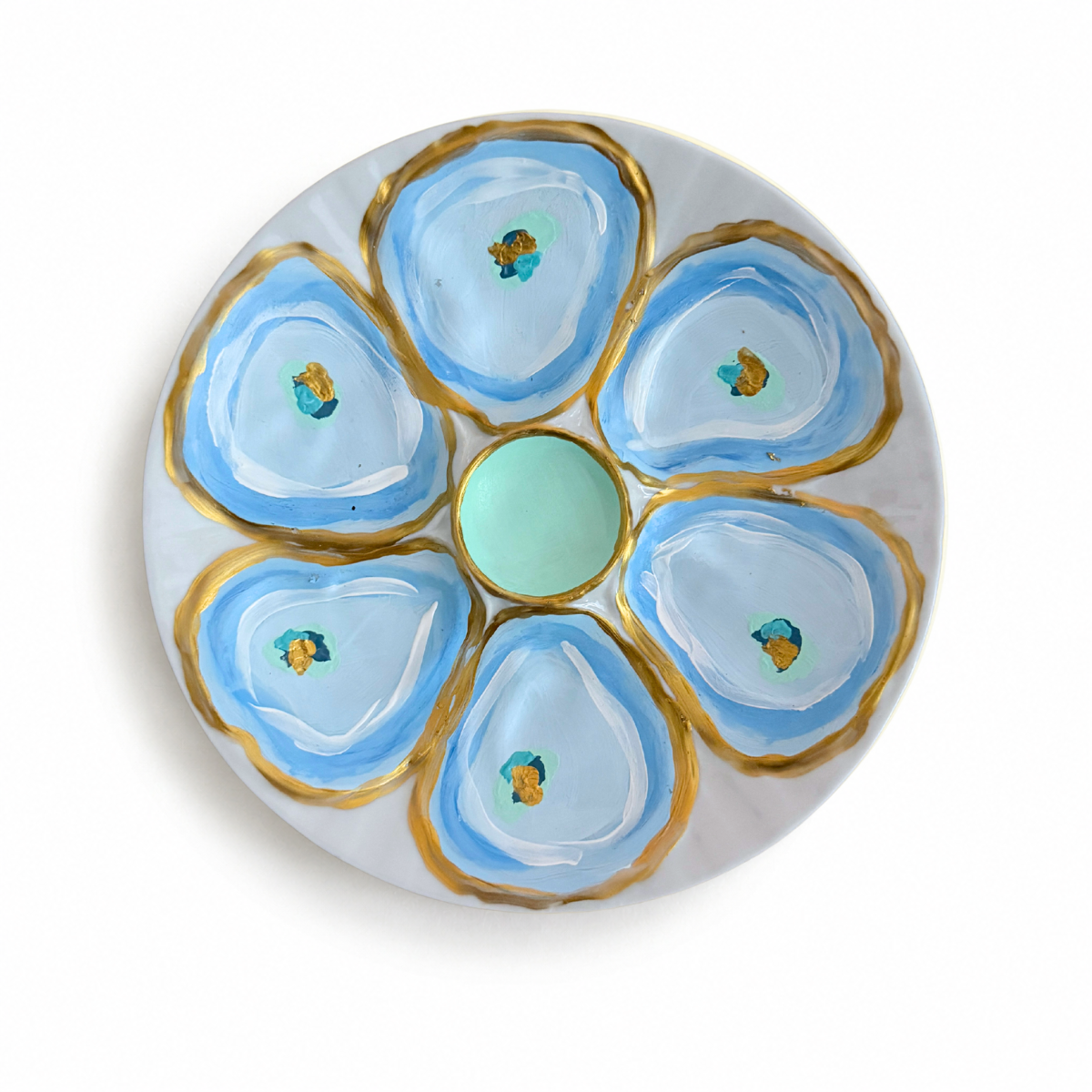 Sarah's Hand Painted Plate, Multi Blues