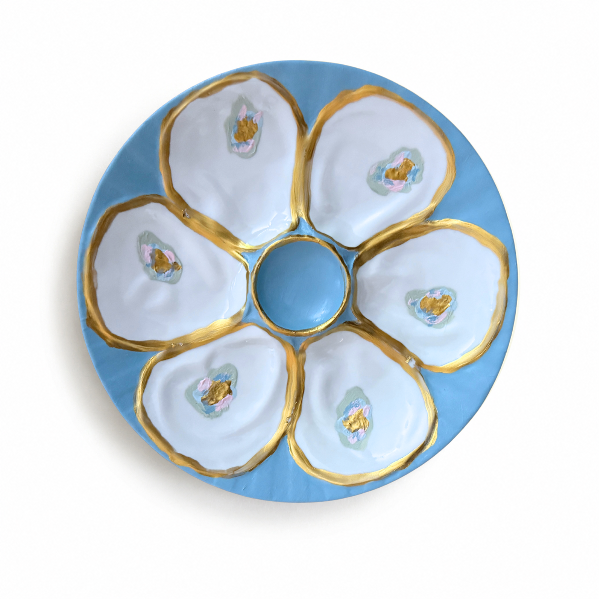 Sarah's Hand Painted Plate, Blue & Gold