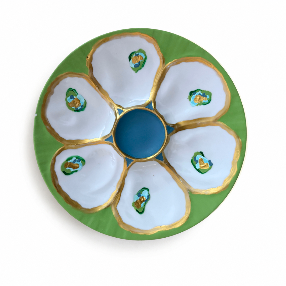 Sarah's Hand Painted Plate, Green & Blue