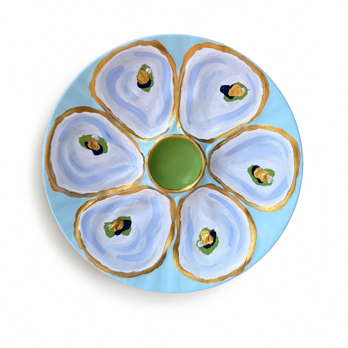 Sarah's Hand Painted Plate, Light Blue Multi