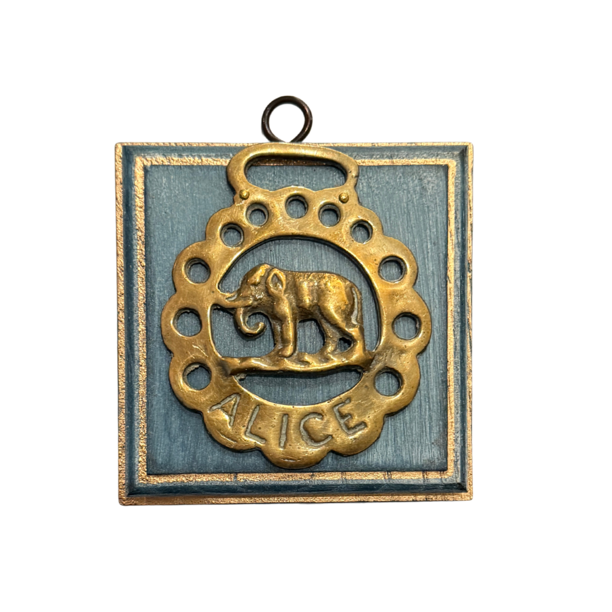 Museum Bee, Blue Waxed Frame with Horse Brass