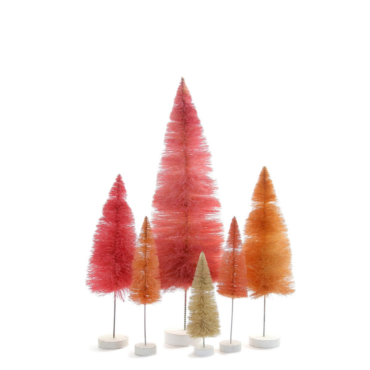 Bottle Brush Trees, Pink Set of 6