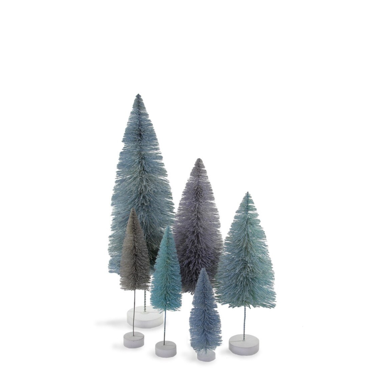 Bottle Brush Trees, Blue Set of 6