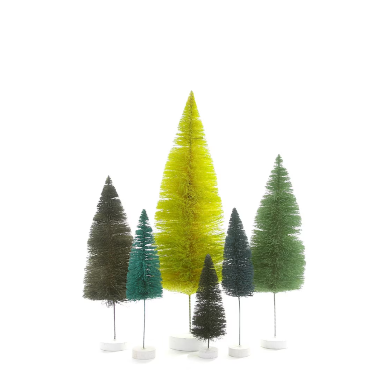 Bottle Brush Trees, Green Set of 6