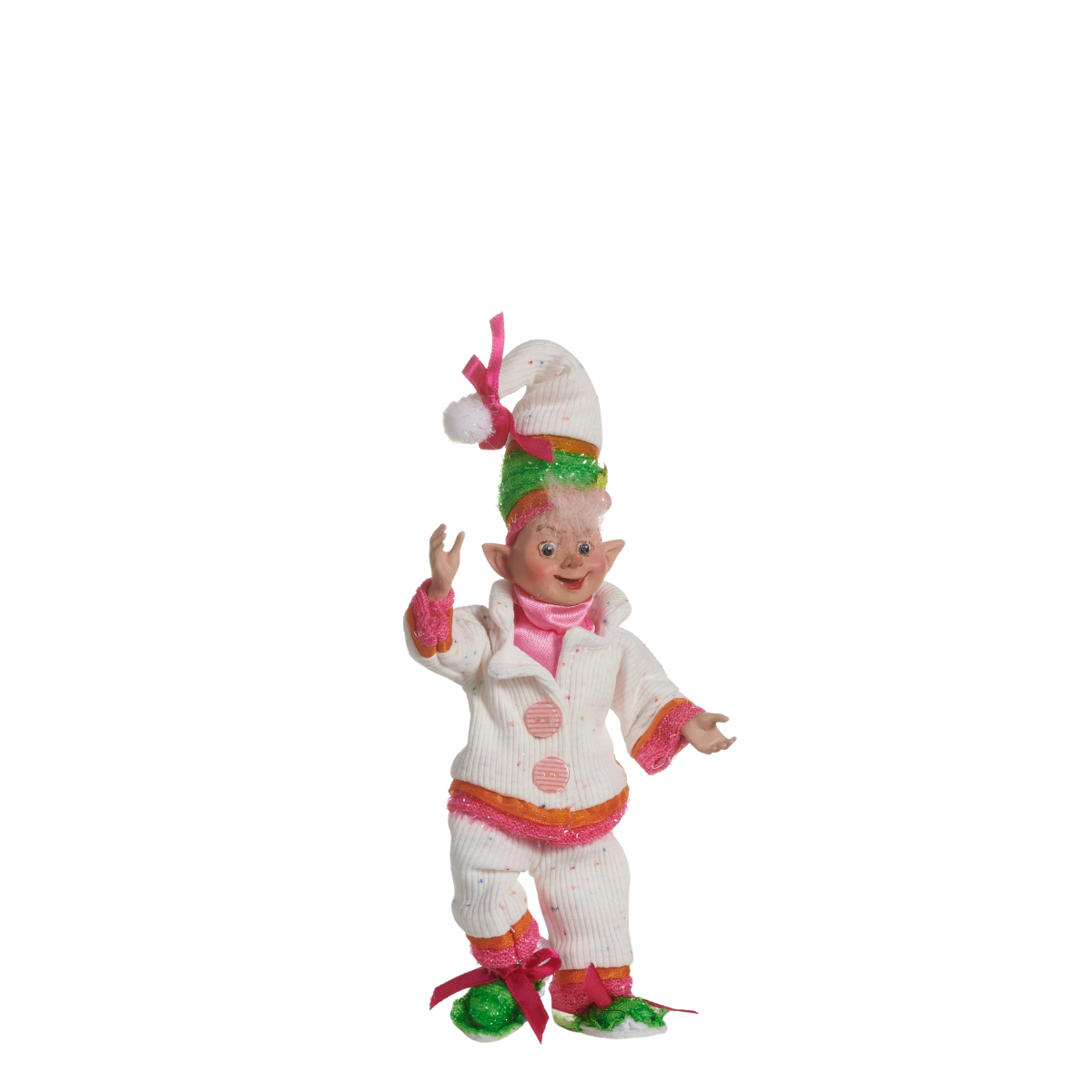 PJ Jolly Small Possable Elf, White Pajamas