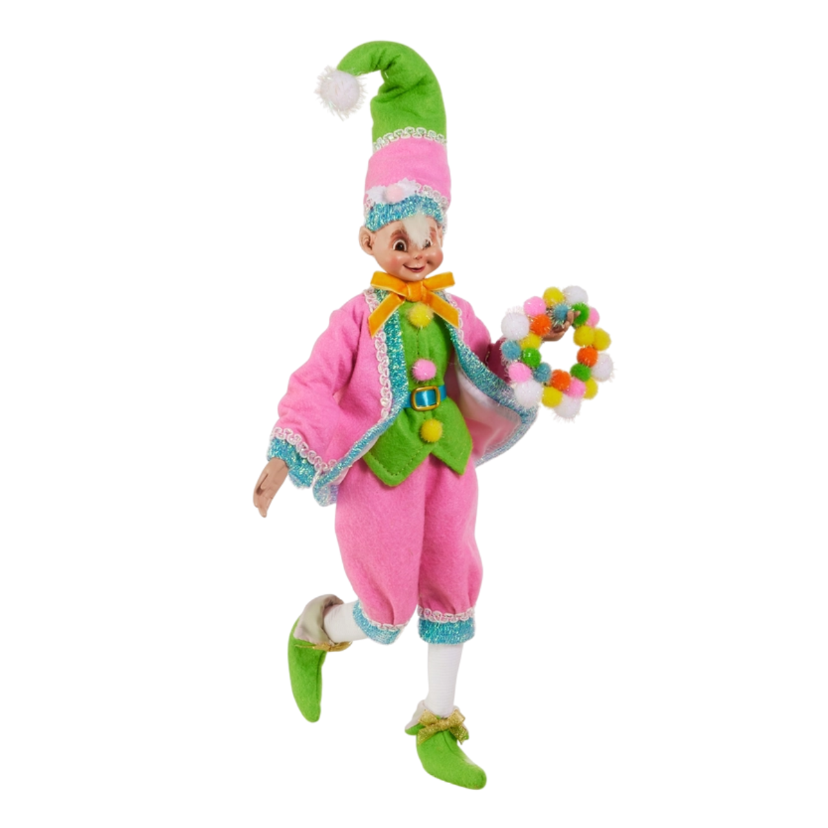 Festive Jolly Posable Elf, Green Hat
