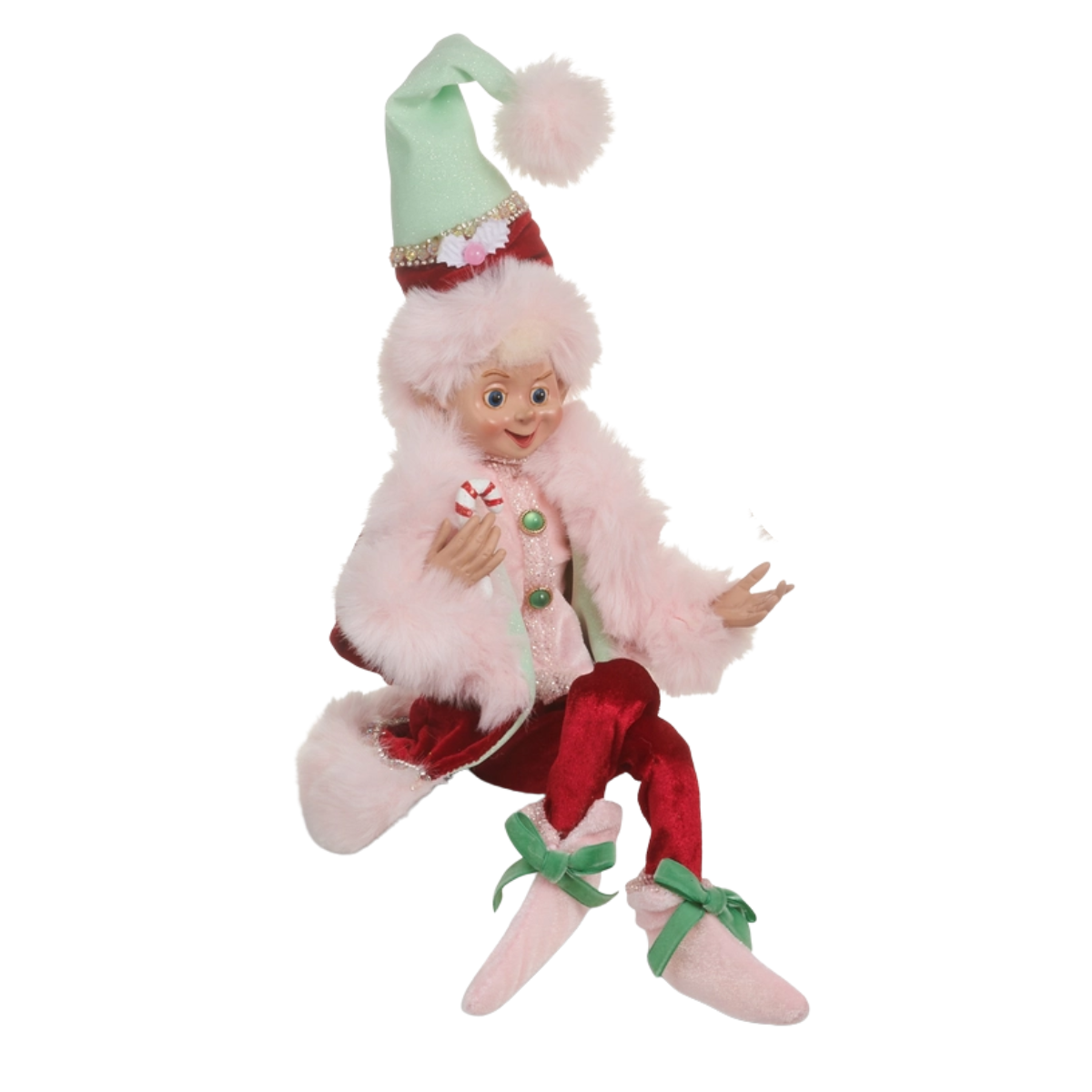 Fanciful Jolly Posable Elf, Green Hat